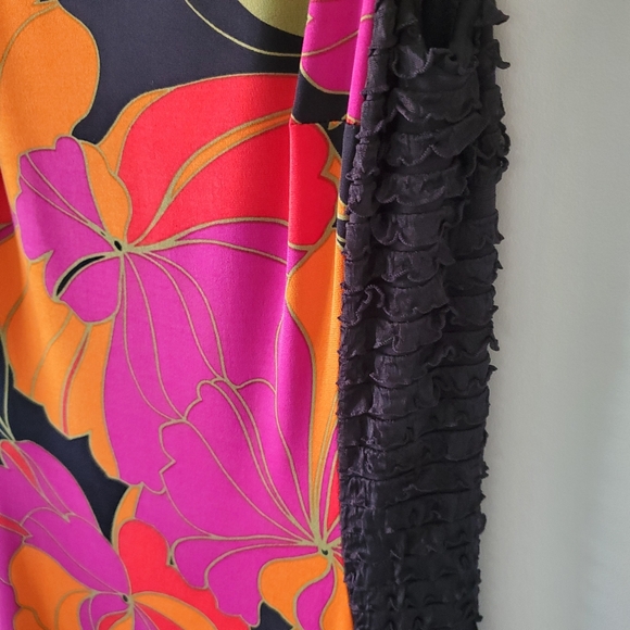 Joseph Ribkoff 6 Tropical Resortwear Vacation Silky Knit Flounce Hem Midi Dress - Picture 8 of 12